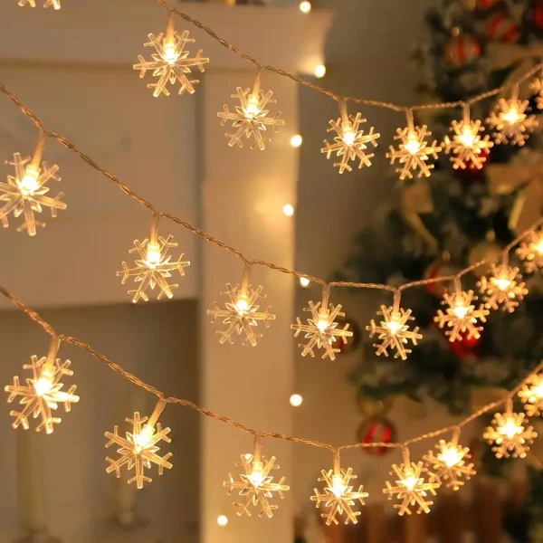 Snowflake LED String Lights | USB/Battery Powered - Image 3