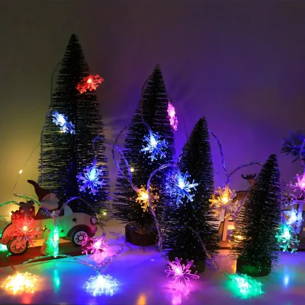 Snowflake LED String Lights | USB/Battery Powered - Image 2