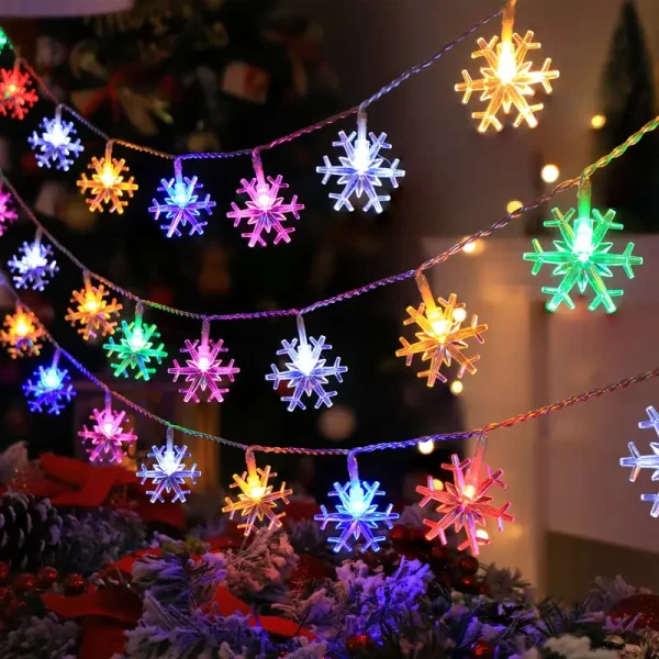 Snowflake LED String Lights | USB/Battery Powered - Image 4