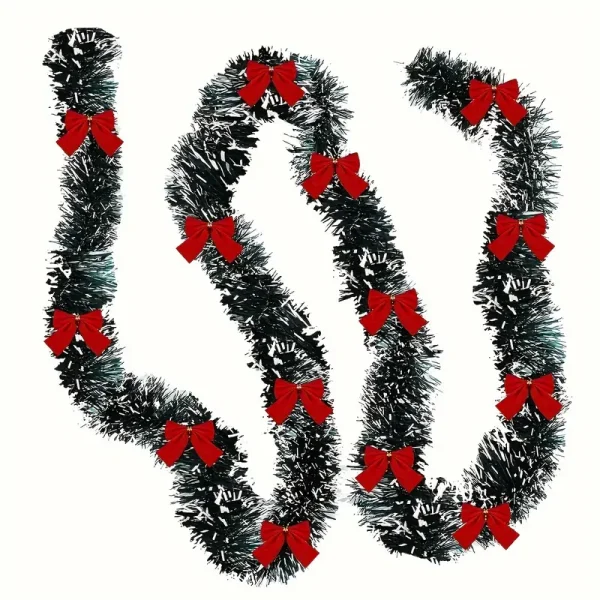 Green Tinsel Ribbons with Bow | Christmas Decor - Image 6