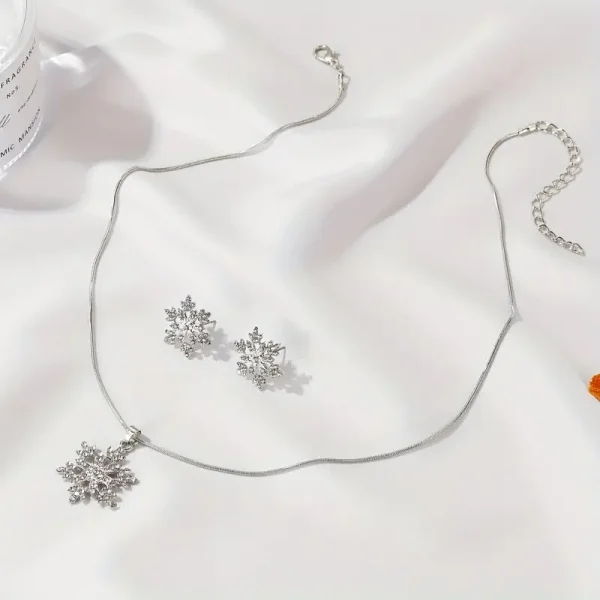 3-Piece Christmas Snowflake Jewelry Set | Elegant Holiday Accessories - Image 4