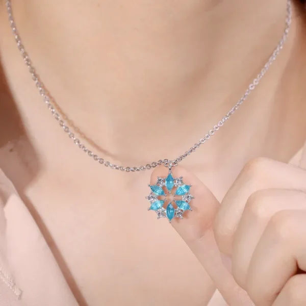 Sky Blue Snowflake Necklace | Elegant Gift Jewelry