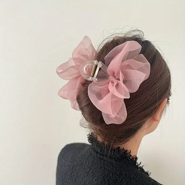 Korea Mesh Bow Hair Claw Clips | Stylish Accessories - Image 3