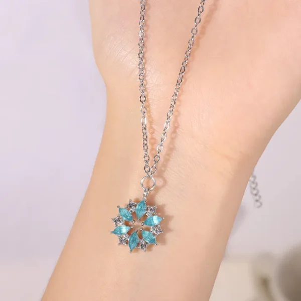 Sky Blue Snowflake Necklace | Elegant Gift Jewelry - Image 2