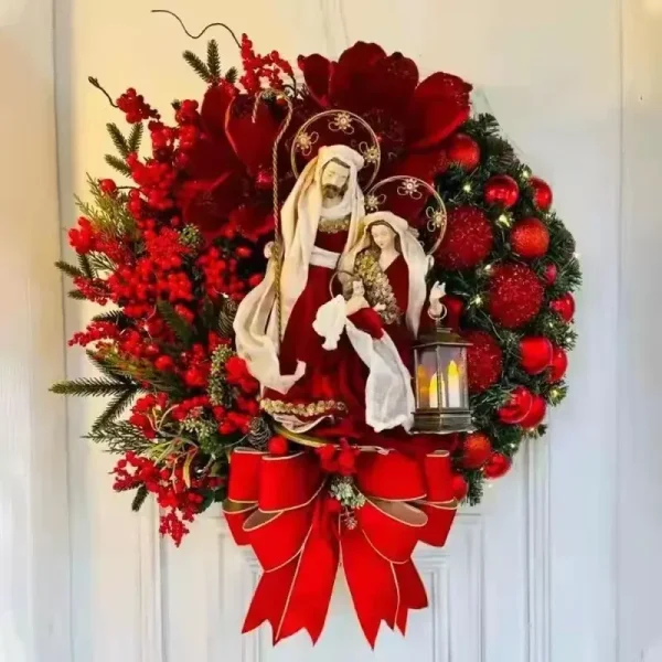 Christmas Wreath for Front Door | Red & Gold Elegance - Image 9