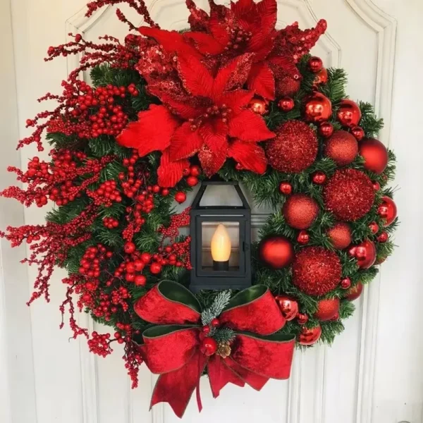 Christmas Wreath for Front Door | Red & Gold Elegance - Image 5