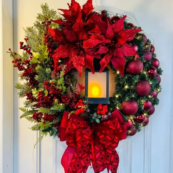 Christmas Wreath for Front Door | Red & Gold Elegance