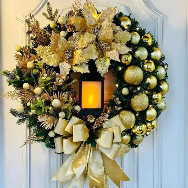 Christmas Wreath for Front Door | Red & Gold Elegance - Image 3