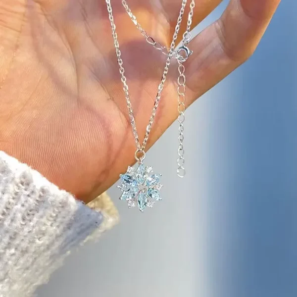 Sky Blue Snowflake Necklace | Elegant Gift Jewelry - Image 5