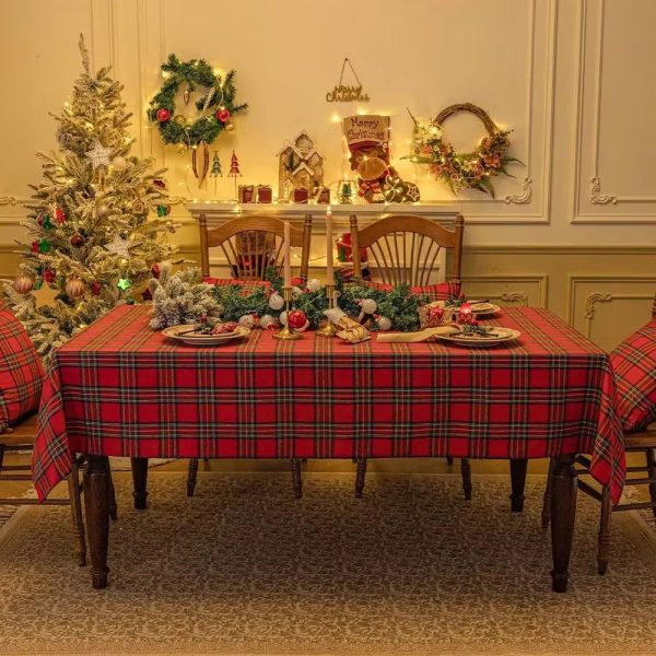 Plaid Christmas Tablecloth | Red & Green Holiday Decor