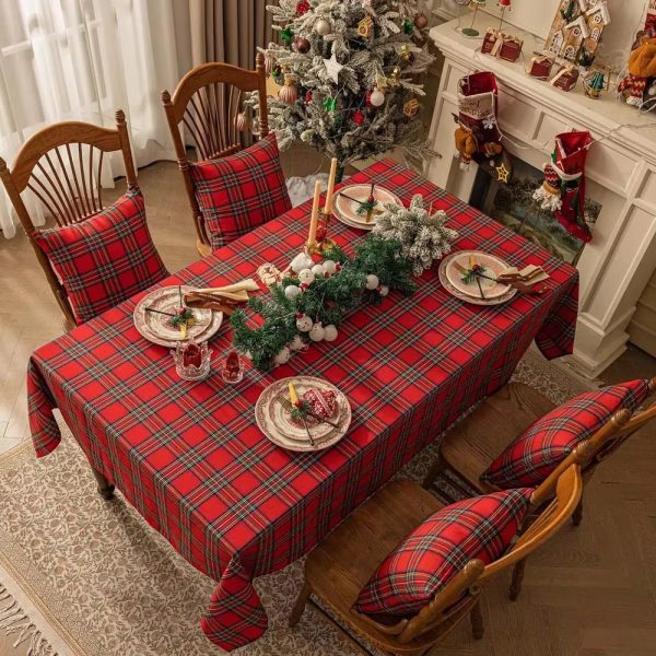 Plaid Christmas Tablecloth | Red & Green Holiday Decor - Image 3