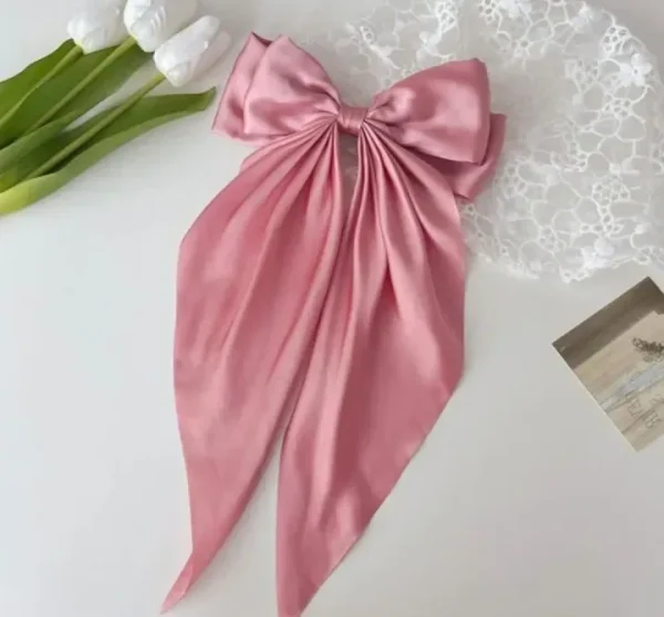 Elegant Red Bow Hair Clip | Satin Streamer Design - Image 15