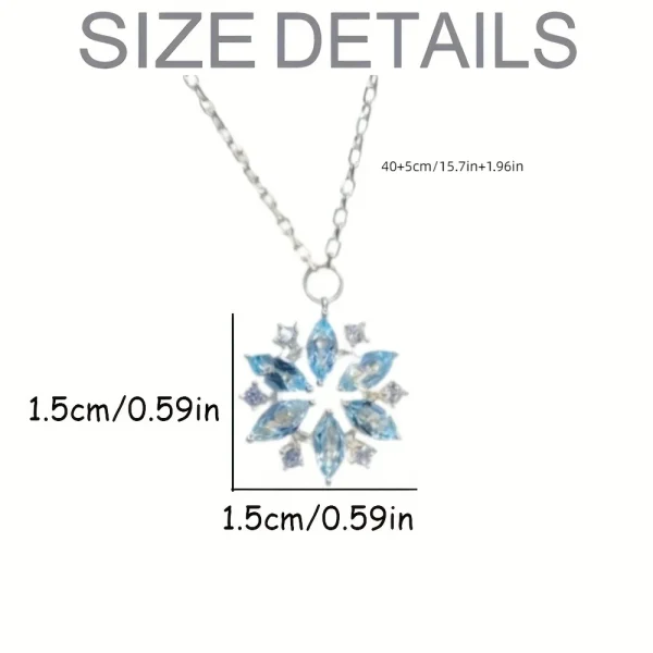 Sky Blue Snowflake Necklace | Elegant Gift Jewelry - Image 7