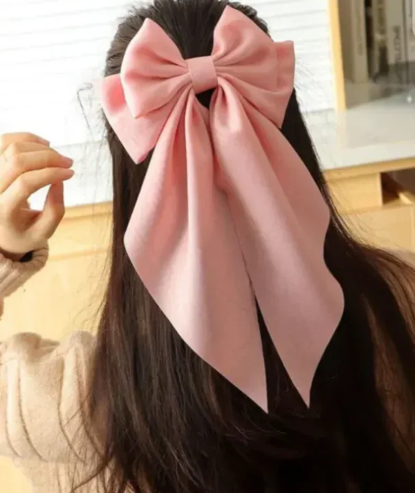 Elegant Red Bow Hair Clip | Satin Streamer Design - Image 7