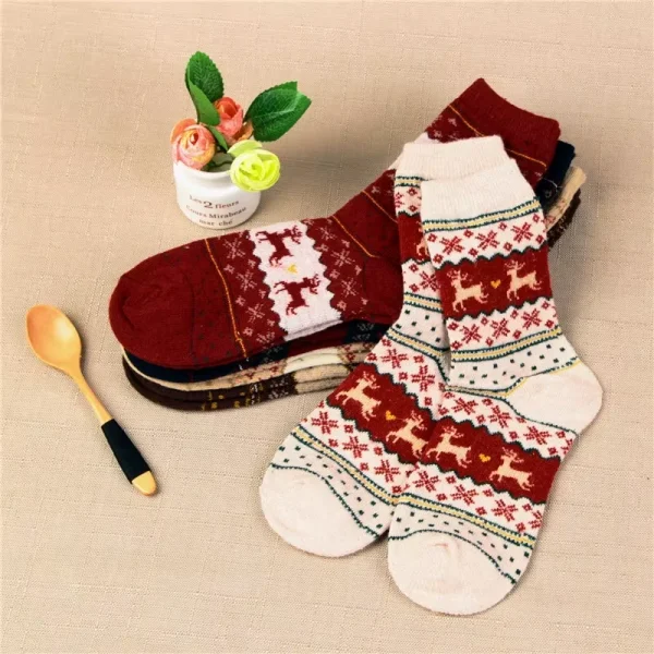 Warm Women’s 3D Striped Christmas Socks | Cozy & Stylish