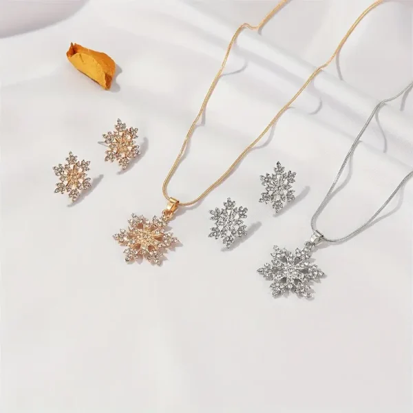 3-Piece Christmas Snowflake Jewelry Set | Elegant Holiday Accessories - Image 2